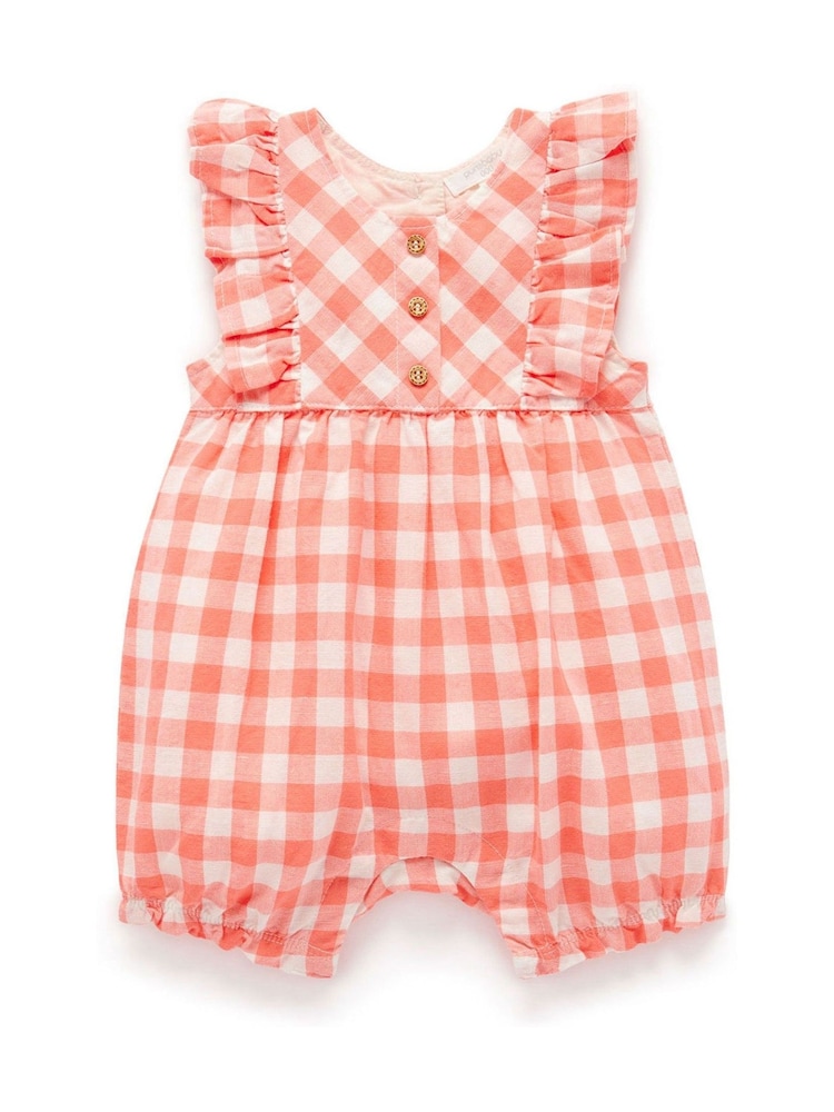 Purebaby Orange Gingham Romper - Image 1 of 4