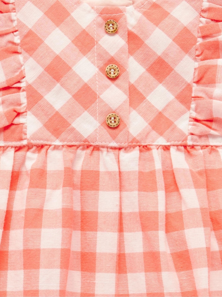 Purebaby Orange Gingham Romper - Image 2 of 4