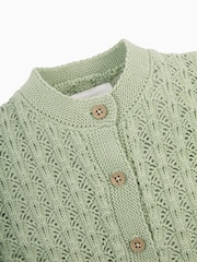 Verde - The Little Tailor Baby Scallop Design Pointelle Button Through 100% Cotton Romper - Imagen 5 de 6