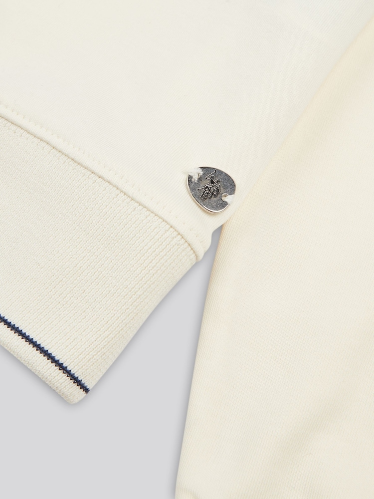 U.S. Polo Assn. Cream Womens Half Zip Tipped Sweatshirt - Image 3 of 4