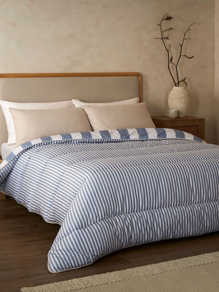 Night Lark Reversible Herringbone Blue 10.5 Tog Coverless Duvet and Pillowcase Set - Image 1 of 8 Night Lark Reversible Herringbone Blue 10.5 Tog Coverless Duvet and Pillowcase Set - Image 1 of 8