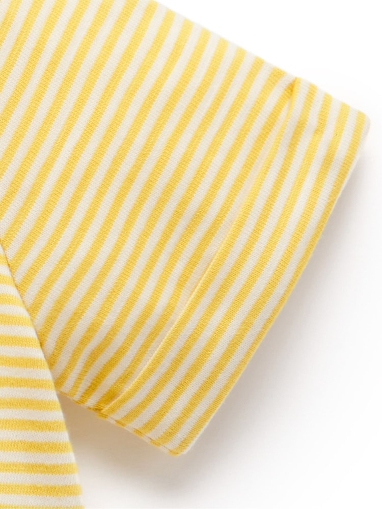 Purebaby Yellow Striped Short 100% Cotton Romper - Image 3 of 4