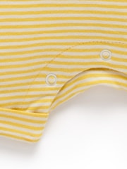 Purebaby Yellow Striped Short 100% Cotton Romper - Image 4 of 4