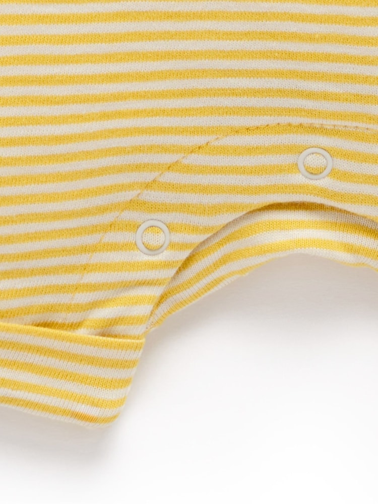Purebaby Yellow Striped Short 100% Cotton Romper - Image 4 of 4