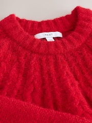 Vermelho cereja - Wool Blend Cable Knit Crew Neck Jumper - Imagem 3 de 4