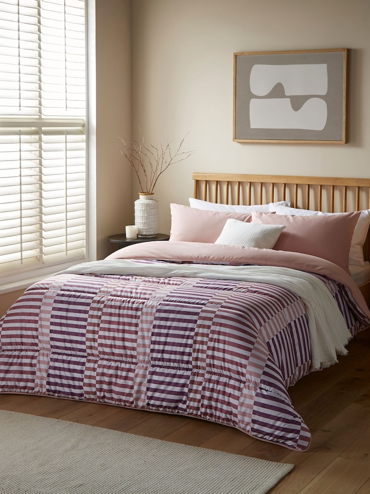 Night Lark Rosy Stripe Pink 10.5 Tog Coverless Duvet and Pillowcase Set - Image 1 of 8 Night Lark Rosy Stripe Pink 10.5 Tog Coverless Duvet and Pillowcase Set - Image 1 of 8