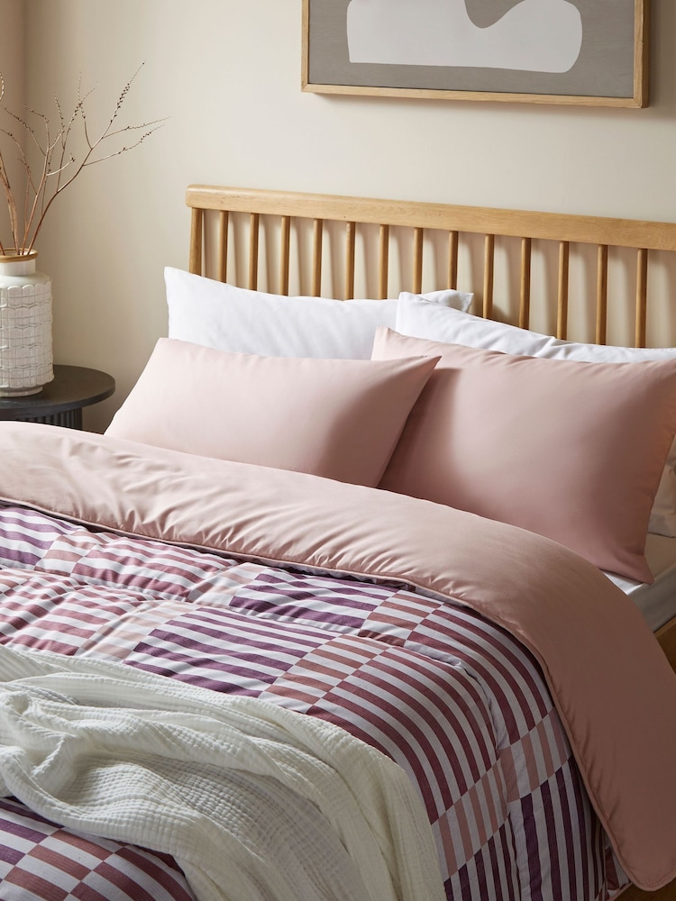Night Lark Rosy Stripe Pink 10.5 Tog Coverless Duvet and Pillowcase Set - Image 2 of 8 Night Lark Rosy Stripe Pink 10.5 Tog Coverless Duvet and Pillowcase Set - Image 2 of 8
