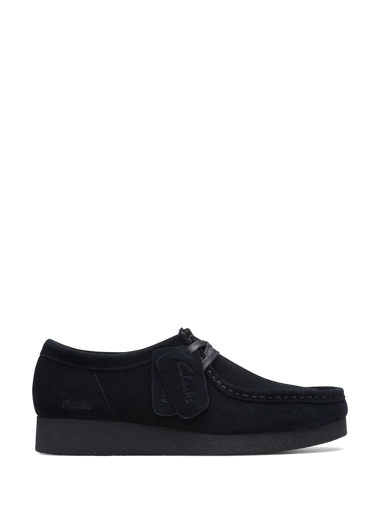 Clarks Black Suede Wallabee EVO Shoes - Image 1 of 7