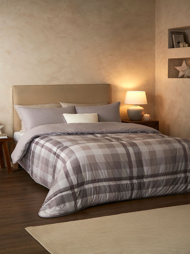 Night Lark Natural Check 10.5 Tog Coverless Duvet and Pillowcase Set - Image 1 of 8