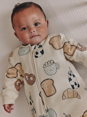 Ecru Breakfast Club 2.5 TOG Wadded Baby Sleepsuit - Image 4 of 11