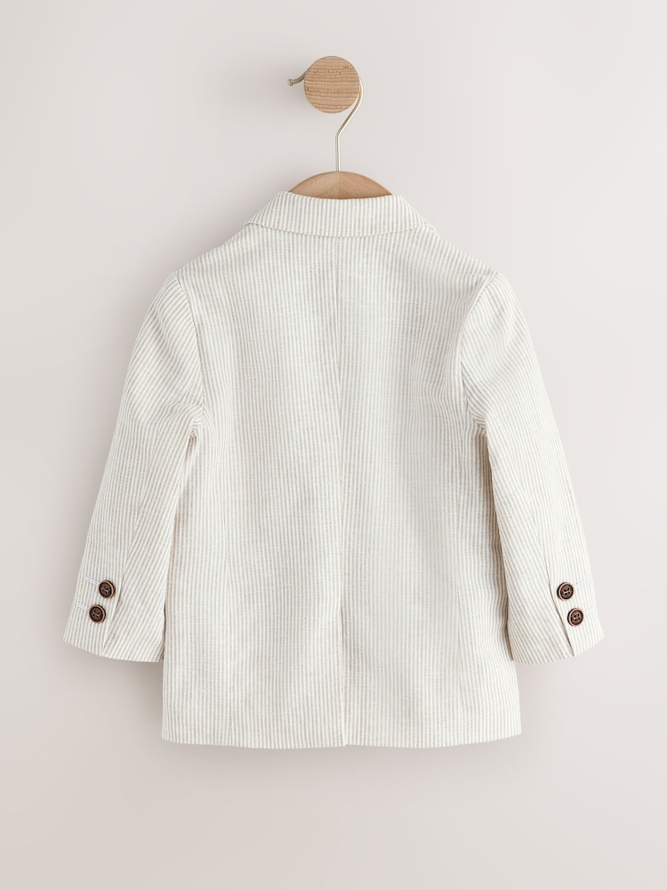 Neutral Stripe Linen Blend - Blazer (3luni-9ani) - Imaginea 2 din 4