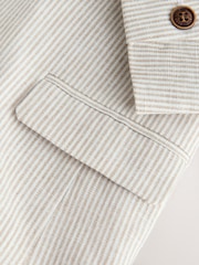 Neutral Stripe Linen Blend - Blazer (3luni-9ani) - Imaginea 3 din 4