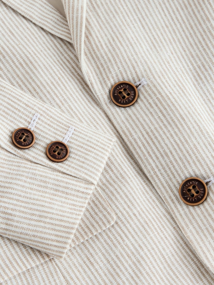 Neutral Stripe Linen Blend - Blazer (3luni-9ani) - Imaginea 4 din 4
