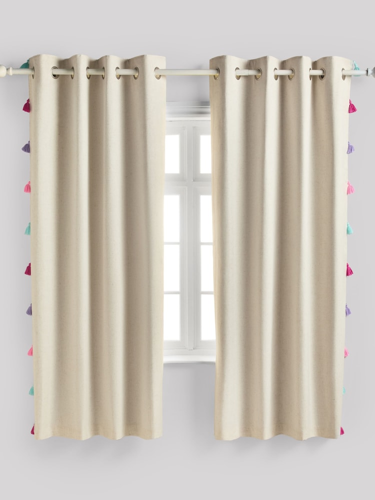 Bright Tassel Eyelet Blackout Curtains - Image 1 of 3 Bright Tassel Eyelet Blackout Curtains - Image 1 of 3