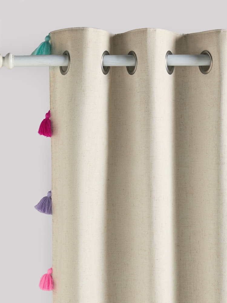 Bright Tassel Eyelet Blackout Curtains - Image 2 of 3 Bright Tassel Eyelet Blackout Curtains - Image 2 of 3