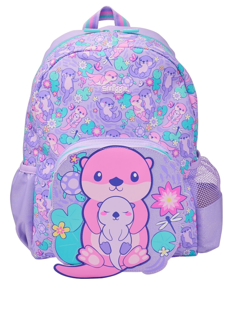 Smiggle Purple Junior Out & About Character Hoodie Backpack - Image 1 of 7