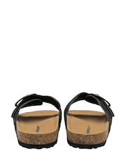 Dunlop Charcoal Black Ladies Single Large Buckle Footbed Sandals - Image 3 of 4