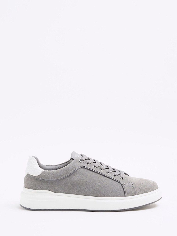 River Island Grey Suede Cupsole Trainers - Image 2 of 6