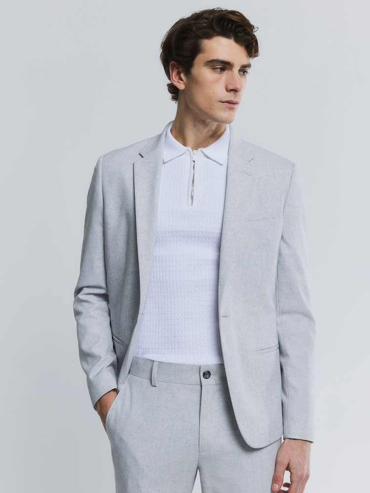 River Island Grey Skinny Textured Suit Jacket - Image 1 of 1