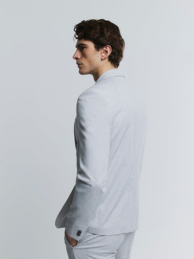 River Island Grey Skinny Textured Suit Jacket - Image 2 of 4 River Island Grey Skinny Textured Suit Jacket - Image 2 of 4