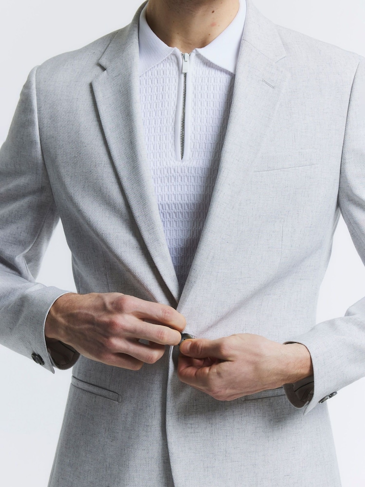 River Island Grey Skinny Textured Suit Jacket - Image 4 of 4 River Island Grey Skinny Textured Suit Jacket - Image 4 of 4