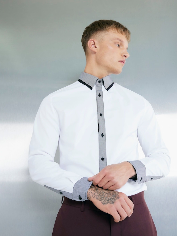 River Island White Double Collar Peacock Shirt - Image 1 of 3