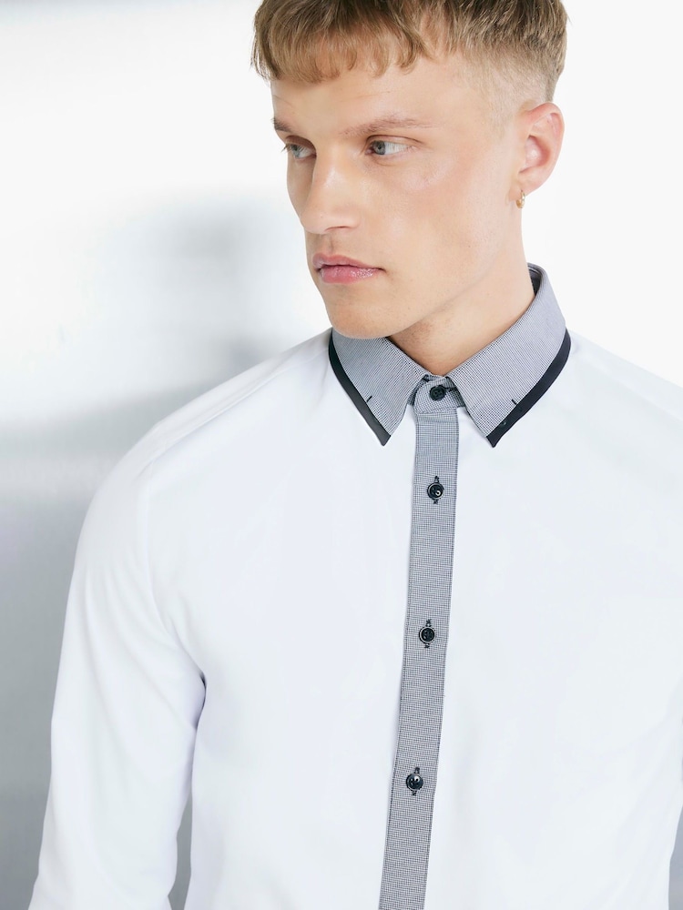 River Island White Double Collar Peacock Shirt - Image 2 of 3
