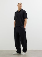 River Island Black Chunky Plisse Revere Shirt - Image 2 of 4
