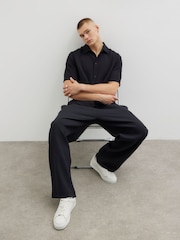 River Island Black Chunky Plisse Revere Shirt - Image 3 of 4