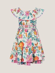 Monsoon Natural Milena Floral Print Bardot Dress - Image 2 of 3