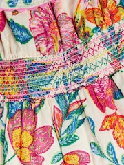 Monsoon Natural Milena Floral Print Bardot Dress - Image 3 of 3