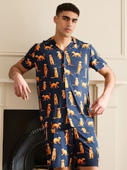Chelsea Peers Blue Meerkat Print Short Pyjamas Set - Image 1 of 5