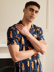 Chelsea Peers Blue Meerkat Print Short Pyjamas Set - Image 3 of 5