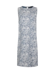 Weird Fish Blue Adenea Printed Jersey 100% Organic Cotton Shift Dress - Image 1 of 2