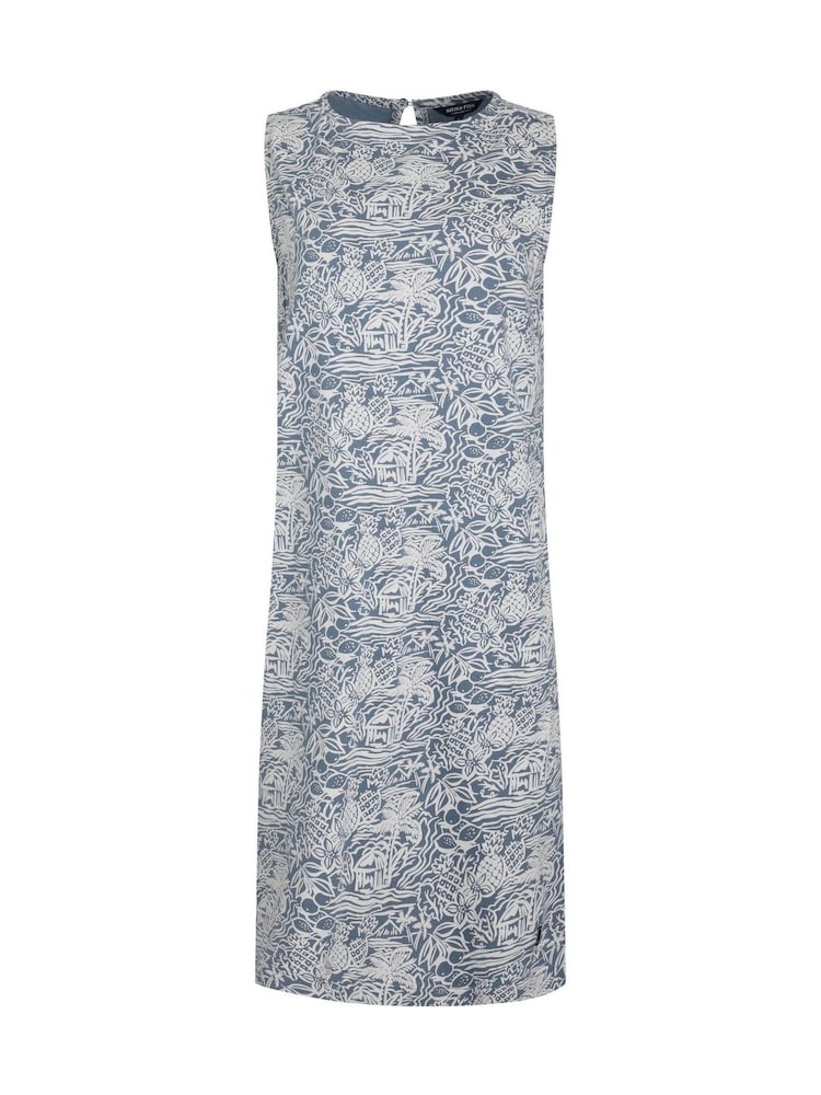 Weird Fish Blue Adenea Printed Jersey 100% Organic Cotton Shift Dress - Image 1 of 2