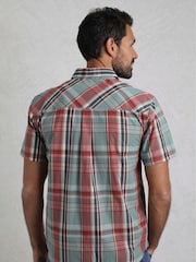 Голубой - Weird Fish Judd Short Sleeve 100% Cotton Check Shirt - Изображение 2 из 7