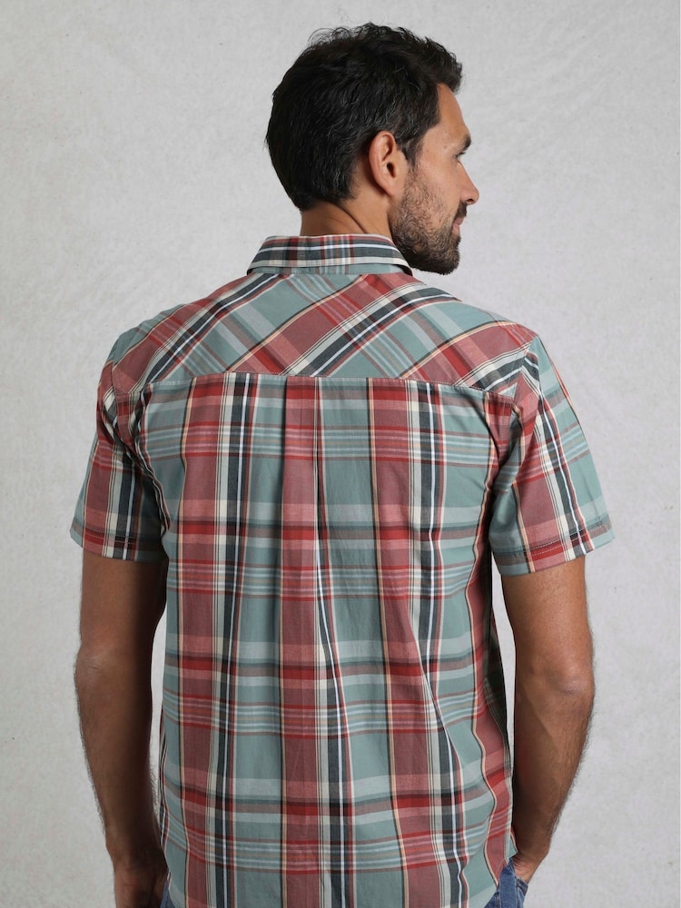 Голубой - Weird Fish Judd Short Sleeve 100% Cotton Check Shirt - Изображение 2 из 7