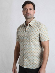 Weird Fish Brown Faraway Printed 100% Cotton Shirt - Image 1 of 6