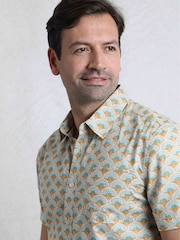 Weird Fish Brown Faraway Printed 100% Cotton Shirt - Image 4 of 6