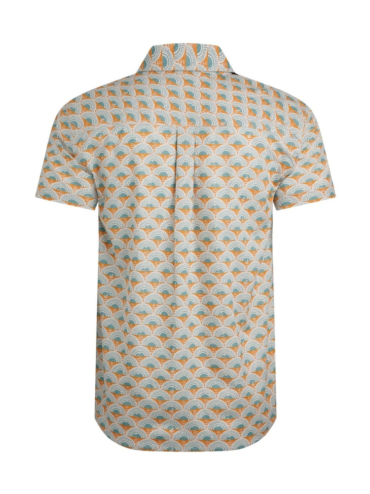 Weird Fish Brown Faraway Printed 100% Cotton Shirt - Image 6 of 6