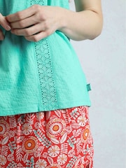 Weird Fish Green Chelle Square Neck Jersey 100% Organic Cotton Vest - Image 5 of 7