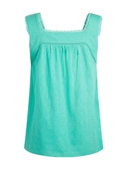 Weird Fish Green Chelle Square Neck Jersey 100% Organic Cotton Vest - Image 7 of 7