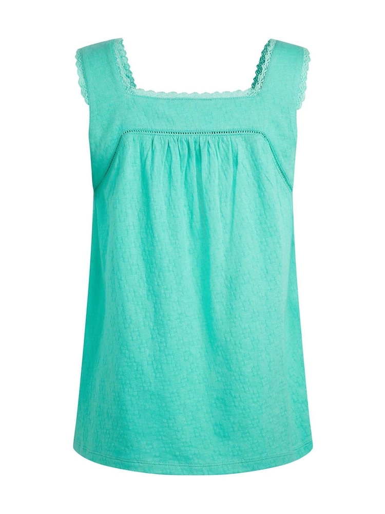 Weird Fish Green Chelle Square Neck Jersey 100% Organic Cotton Vest - Image 7 of 7