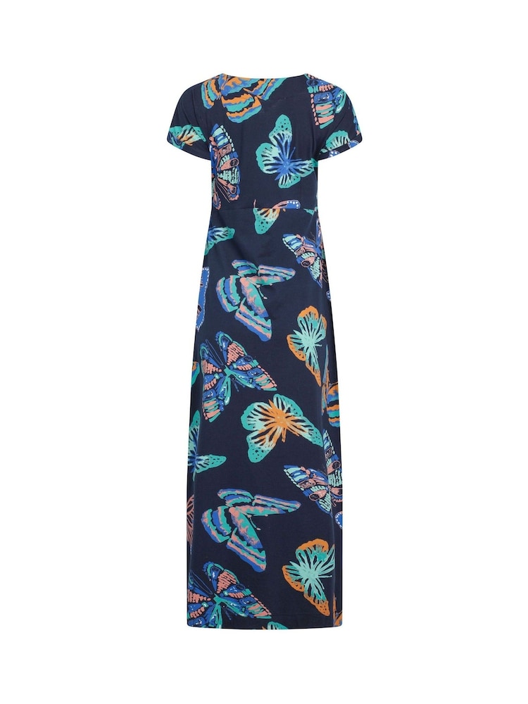 Weird Fish Blue Mirren Printed 100% Cotton Maxi Dress - Image 6 of 6