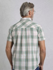 Weird Fish Green Judd Short Sleeve 100% Cotton Check Shirt - Image 2 of 6