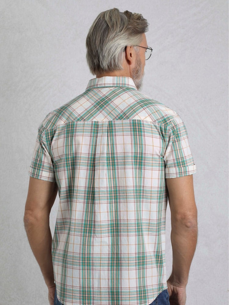 Weird Fish Green Judd Short Sleeve 100% Cotton Check Shirt - Image 2 of 6