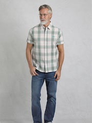 Weird Fish Green Judd Short Sleeve 100% Cotton Check Shirt - Image 3 of 6