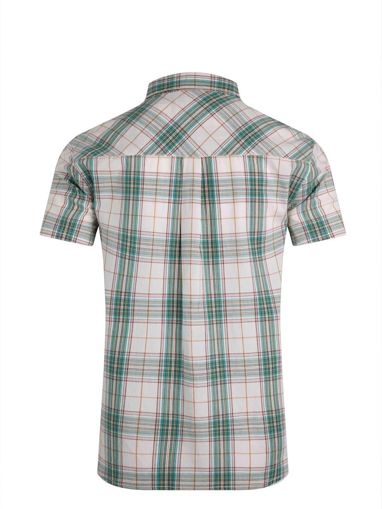 Weird Fish Green Judd Short Sleeve 100% Cotton Check Shirt - Image 6 of 6