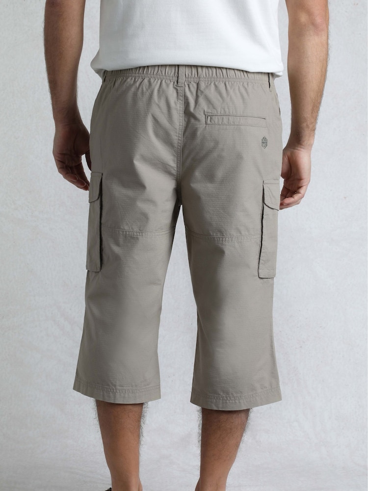 Weird Fish Grey Chrome Summersville Lightweight Ripstop Cargo 3/4 Length 100% Cotton Trousers - Image 3 of 8