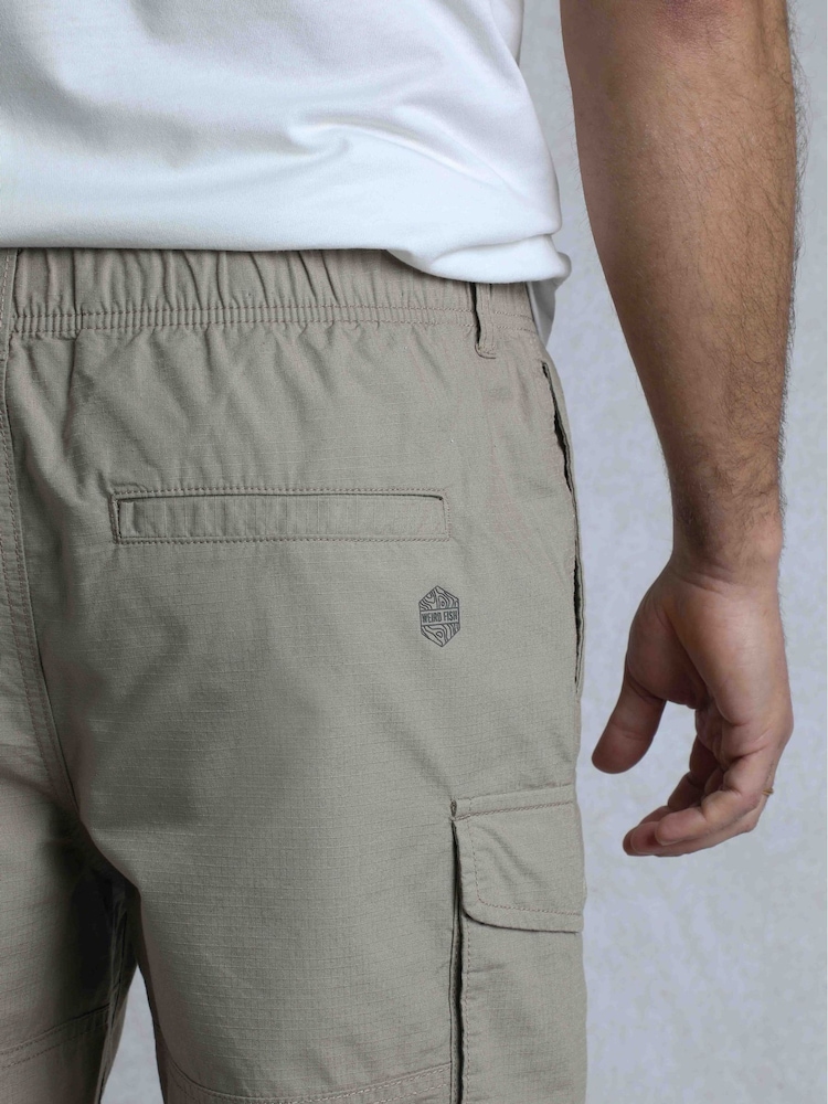 Weird Fish Grey Chrome Summersville Lightweight Ripstop Cargo 3/4 Length 100% Cotton Trousers - Image 5 of 8